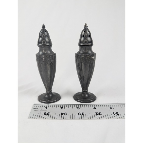 Vintage Astor by Poole Salt & Pepper Shakers Pewter Silver Plated Tableware USA - Picture 7 of 8